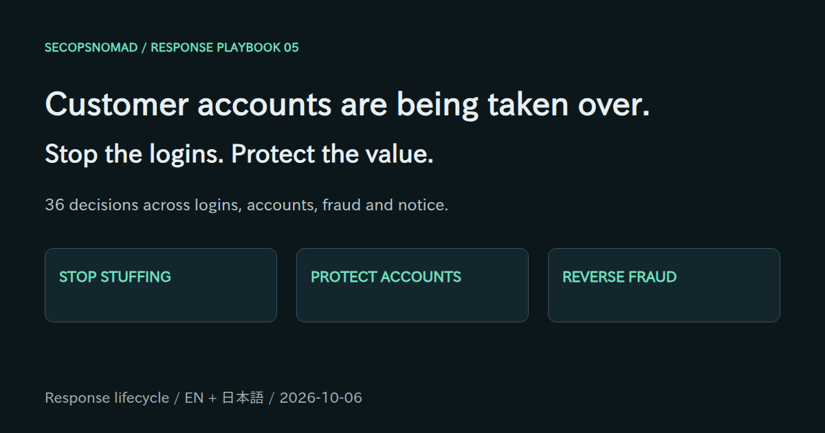 Customer account takeover response: 36 decisions to stop credential stuffing, protect accounts and reverse fraud.